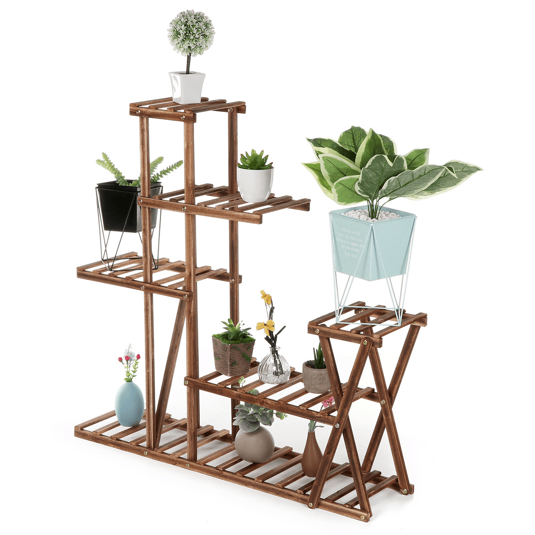 Plant Stand Flower Pot Wooden Rack Organizer Shelf for Garden