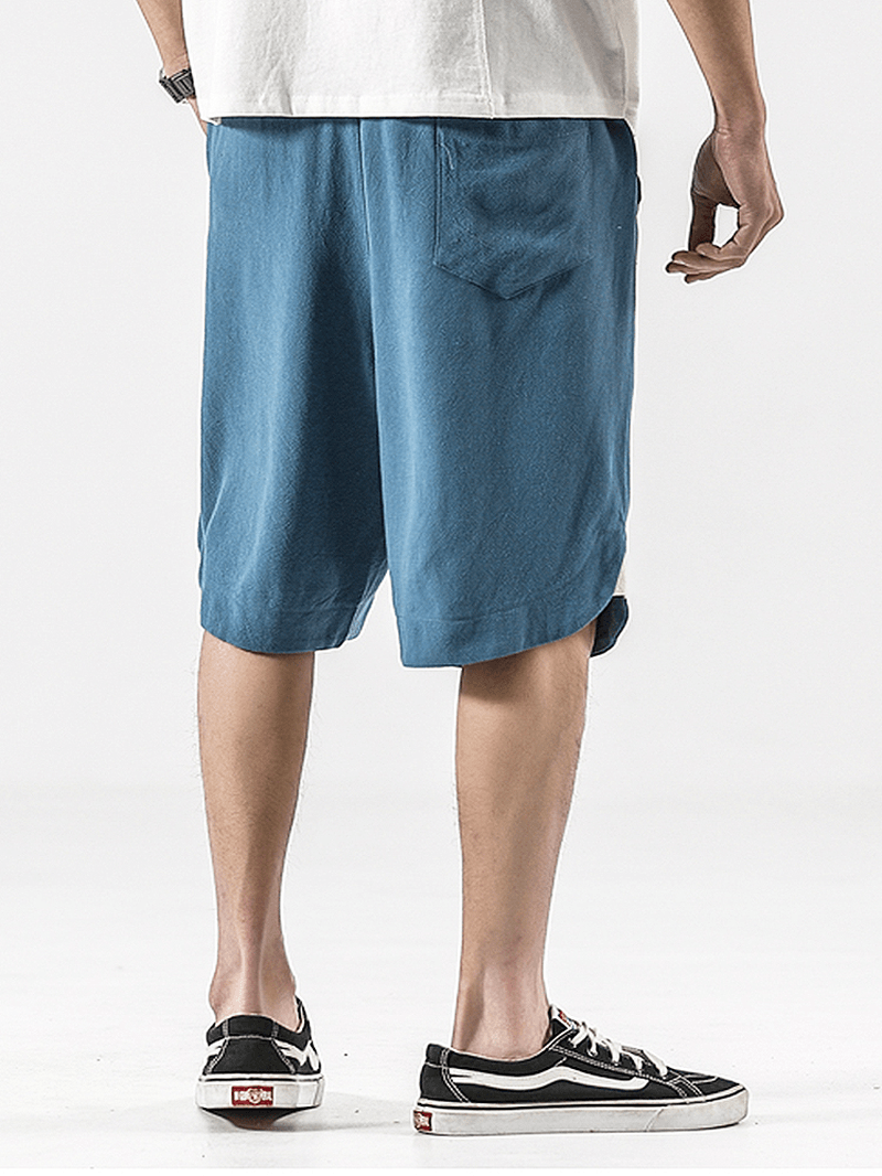 Men 100% Cotton Solid Color Casual Shorts