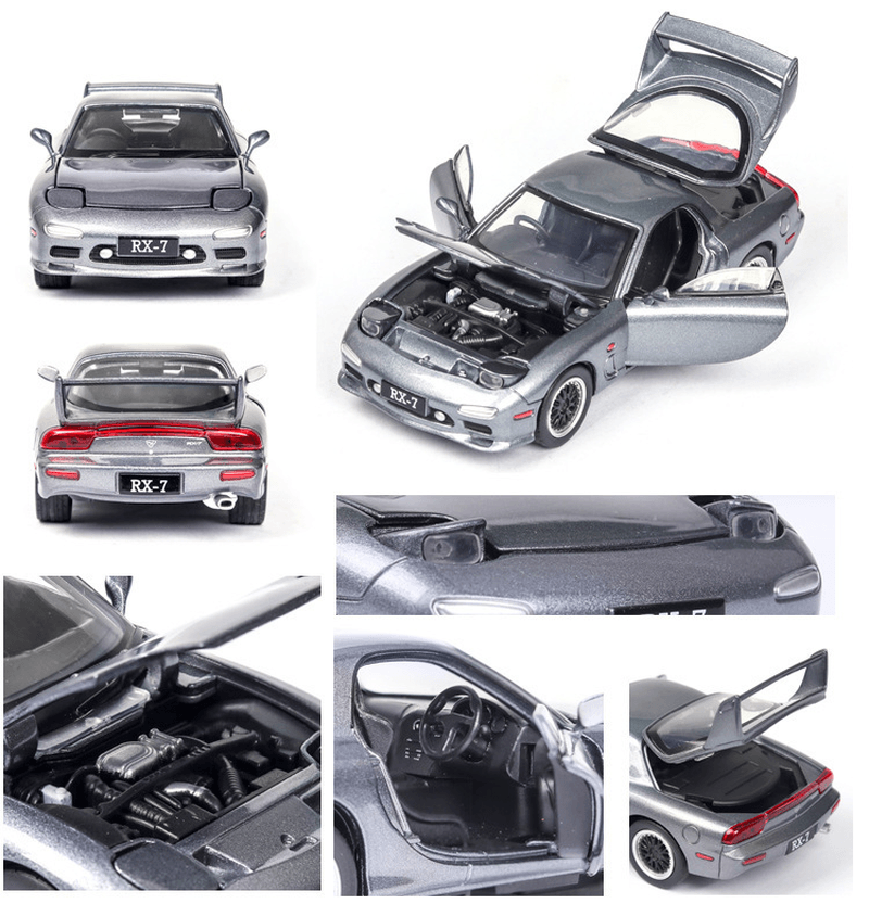 JKM Simulation Model 1-32Mazida FD RX7 Sports Car Alloy Car Model Flip Light Open Door Sound and Light