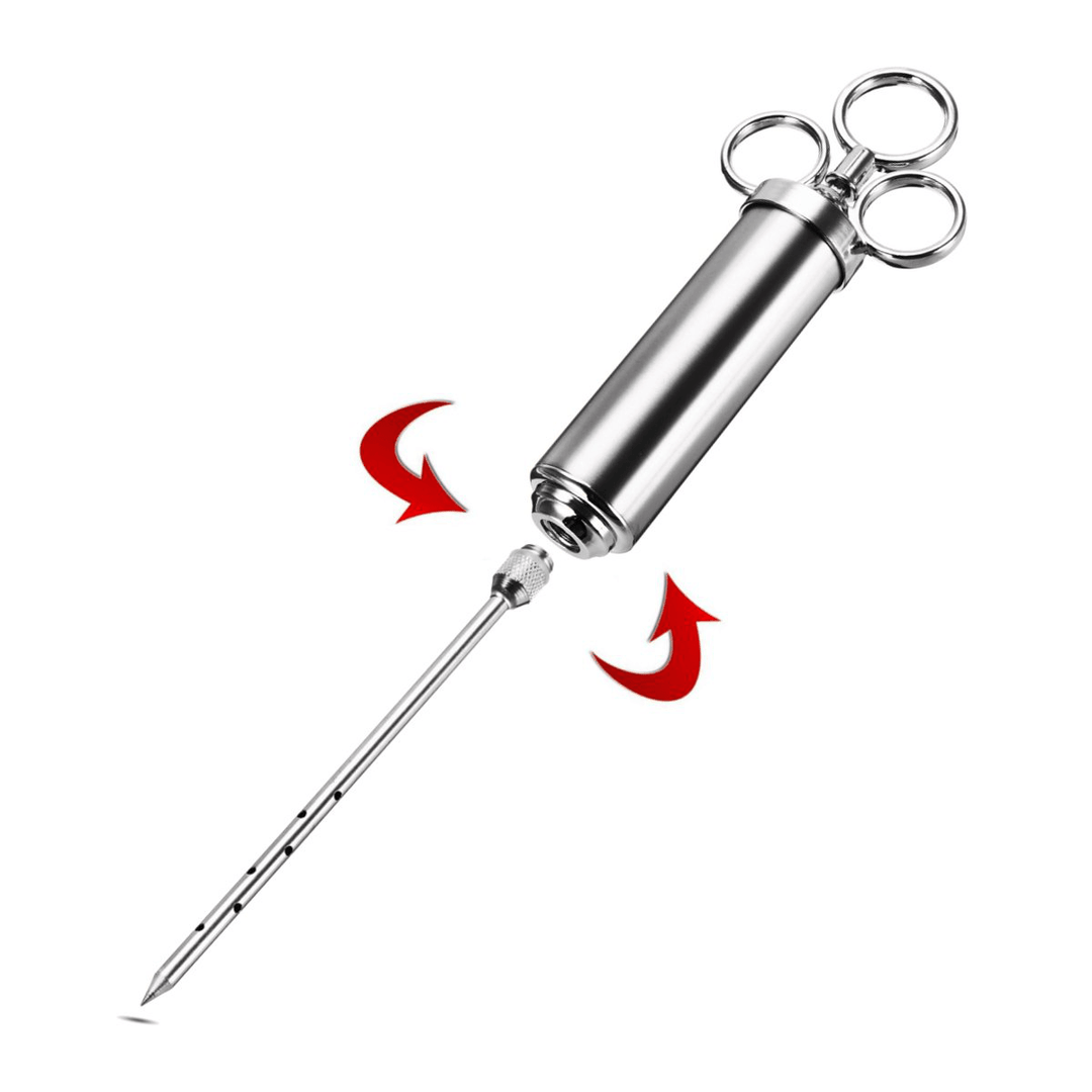 Stainless Steel Marinade Meat Flavor Injector 3 Needle Seasoning Turkey Food 2Oz