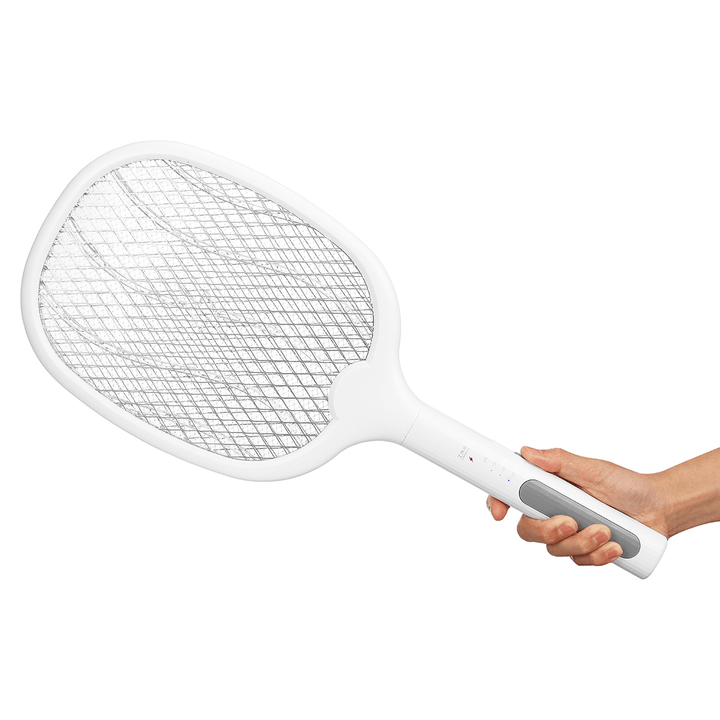 2 in 1 Electronic Fly Swatter Three-Layer Large Grid Intelligent Electric Mosquito Swatter with LED Light 1200Mah 3500V USB Rechargeable