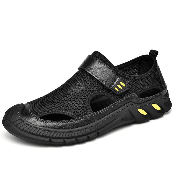 Men Mesh Casual Breathable Lightweight Closed Toe Non-Slip Soft Outdoor Sports Sandals