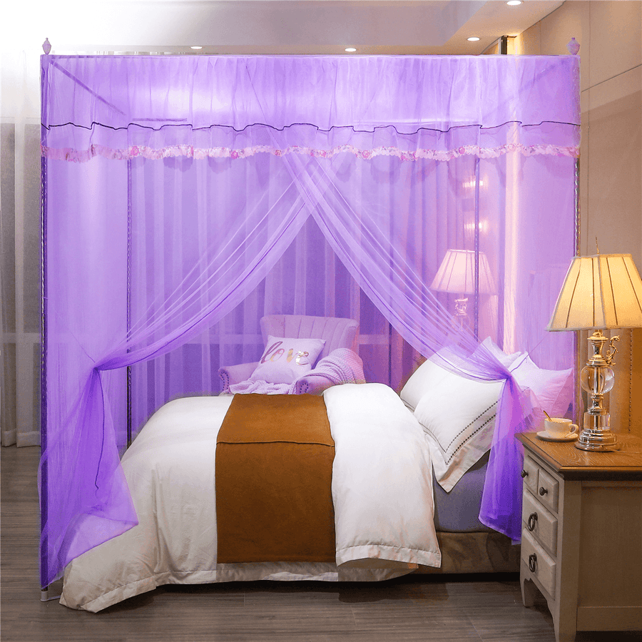 Mosquito Net 4 Corner 180*200CM Big Bed Canopy Home Bedding Lace Elegant - MRSLM