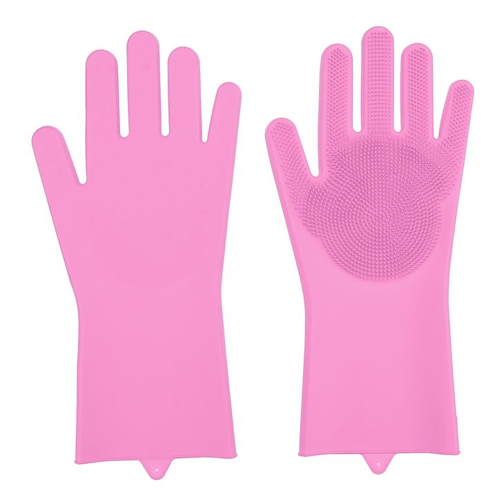 1 Pair Magic Silicone Dishwashing Scrubber Dish Washing Sponge Rubber Scrub Gloves Kitchen Cleaning Tool - MRSLM