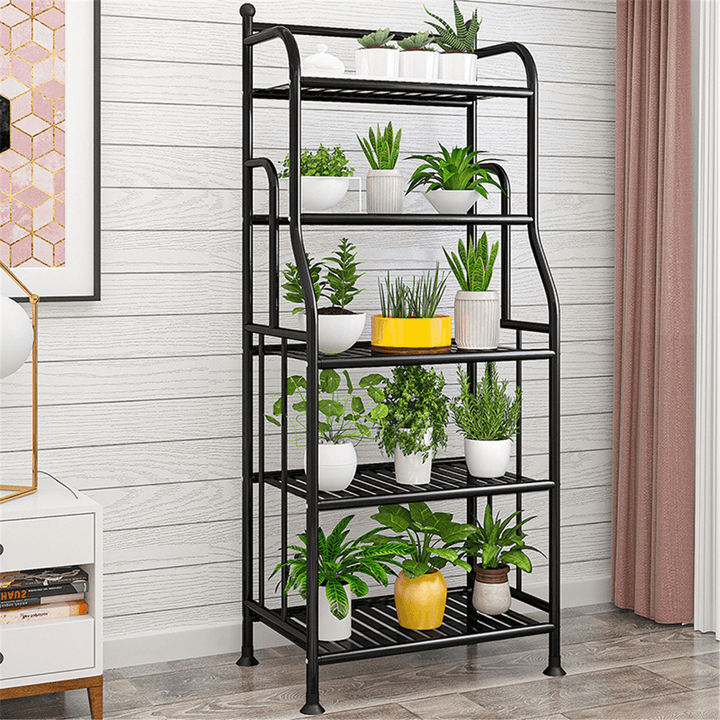 SUOERNUO Flower Shelf Wrought Iron Storage Indoor Multilayer Floor-Standing Space Saving