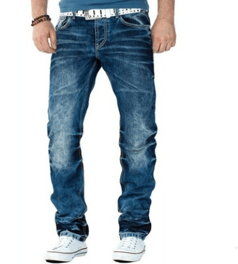 Jeans Casual Open-Line Hip-Hop Trousers Straight-Leg Men'S Trousers