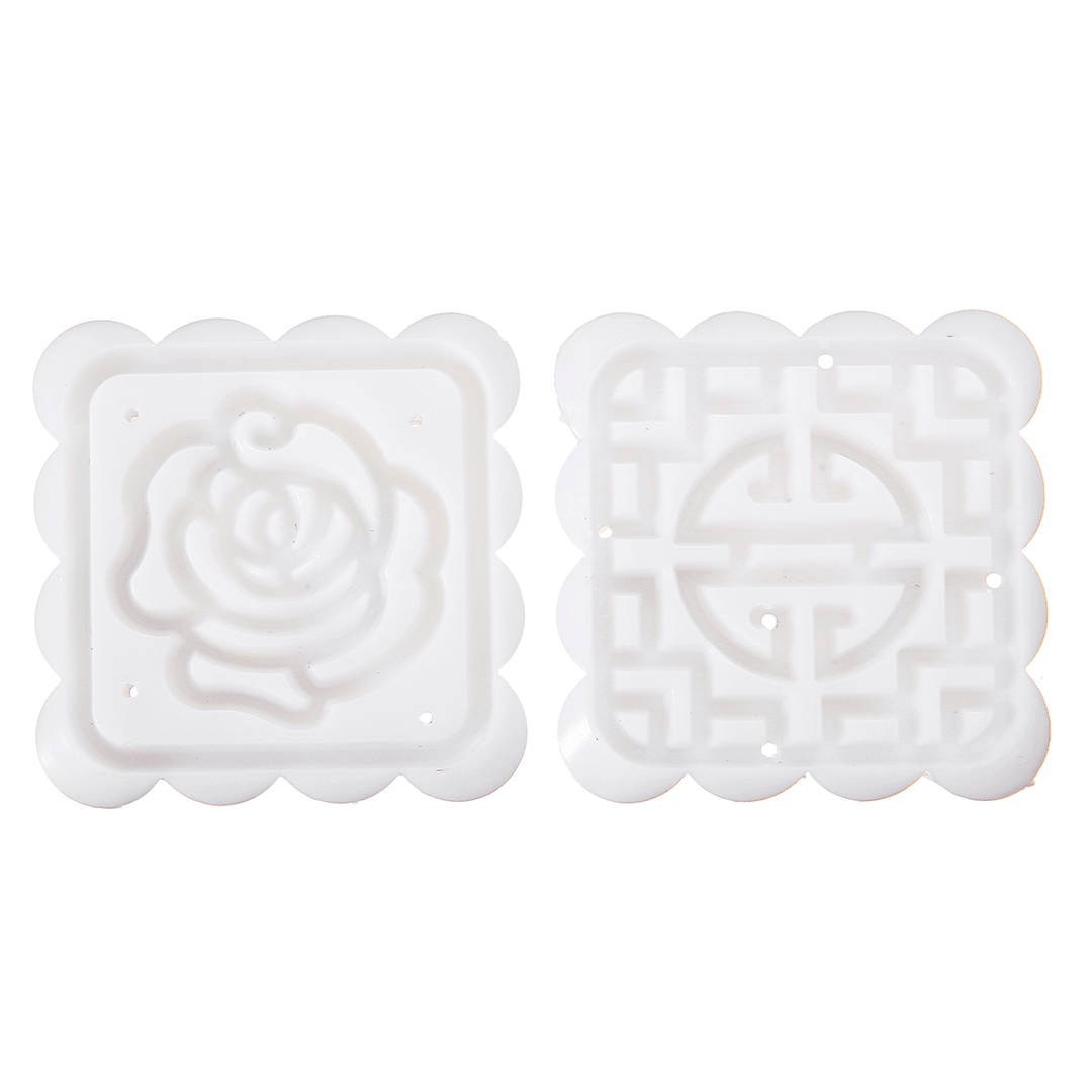 Moon Cake Mooncake Decoration Mold Mould Flowers Square 4 Stamps Pastry DIY Baking Mold