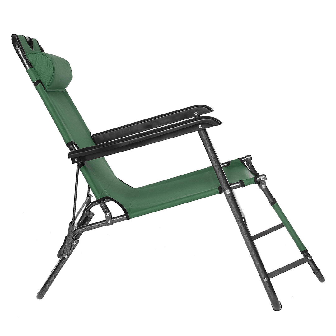 Folding Beach Chair Outdoor Lounge Chair Removable Headrest Camping Traveling Foldable Outdoor Recliner Camping Chair