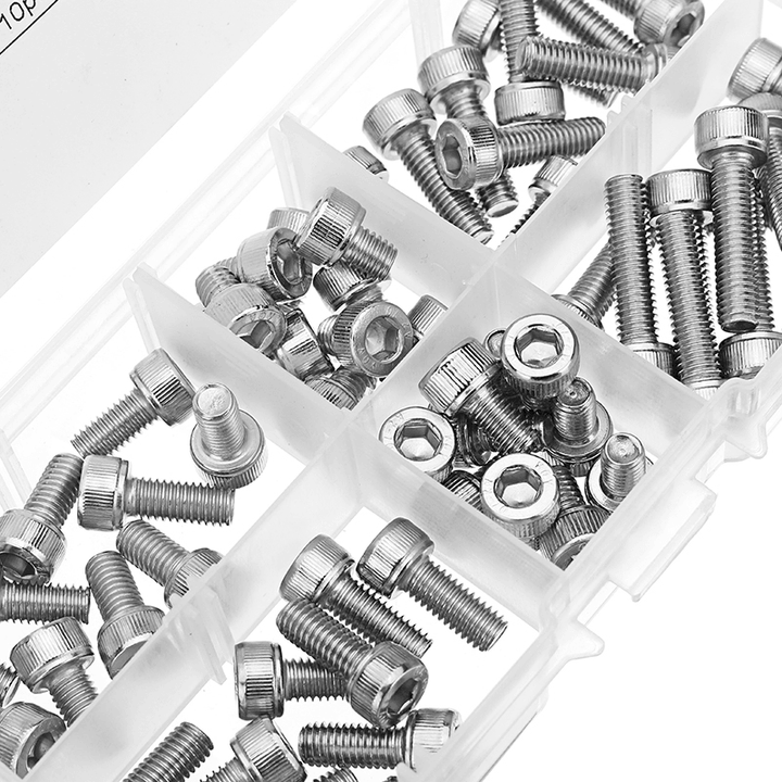 Suleve™ M5SH1 60Pcs M5 Stainless Steel 6-20Mm Hex Socket Cap Head Screw Allen Bolt Assortment Kit