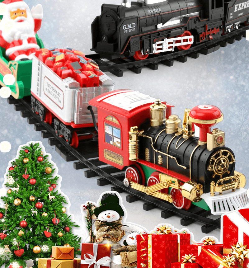 Electric Acousto-Optic Christmas Rail Car with Hanging Christmas Tree