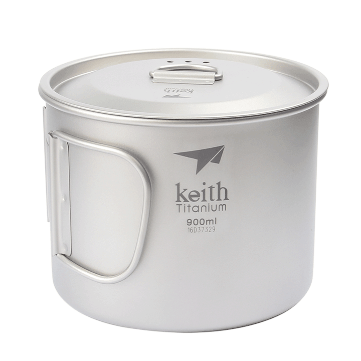 Keith Ti3209 Titanium 900Ml Folding Handle Soup Pot Lightweight Noodles Cup Water Cup Camping Travel Picnic