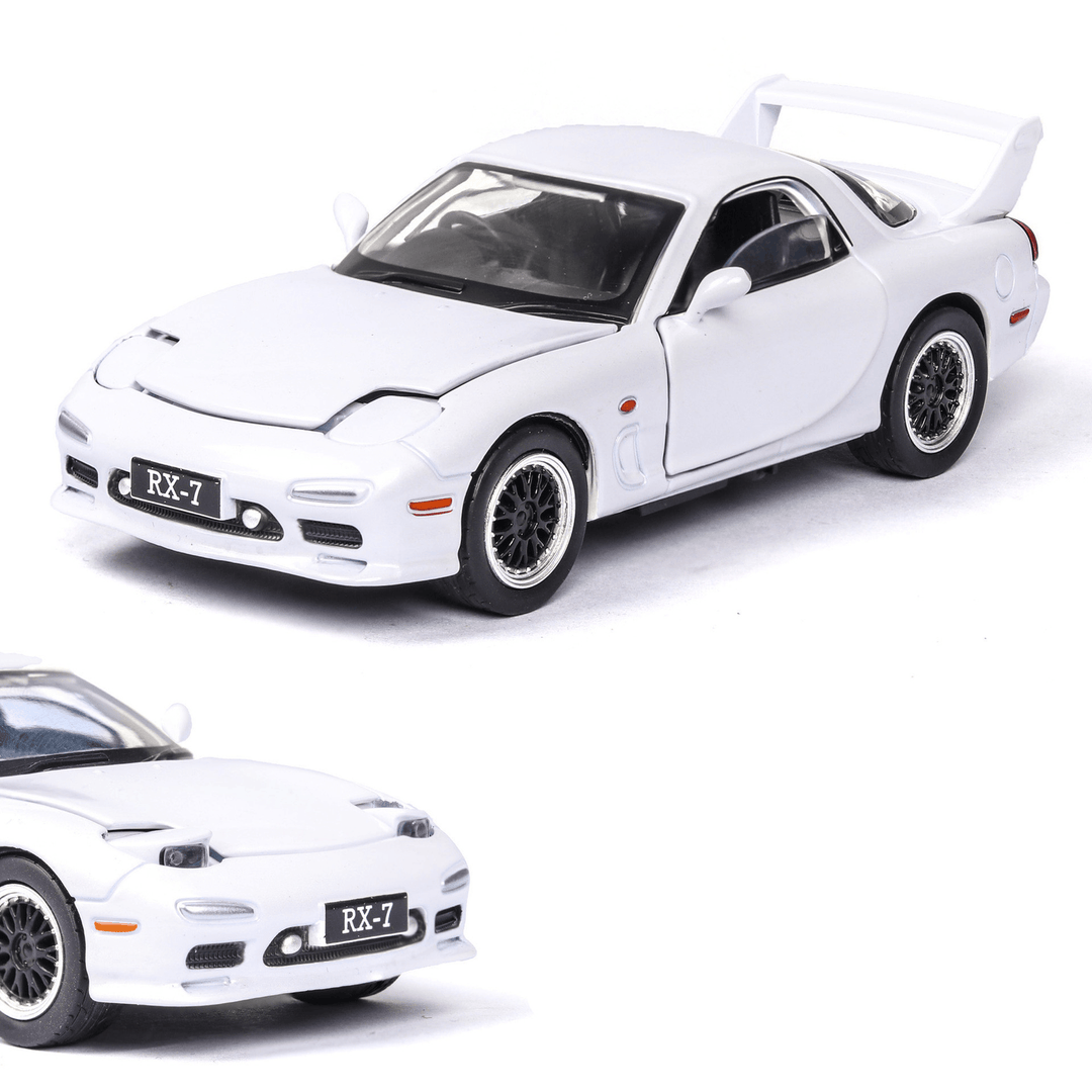 JKM Simulation Model 1-32Mazida FD RX7 Sports Car Alloy Car Model Flip Light Open Door Sound and Light