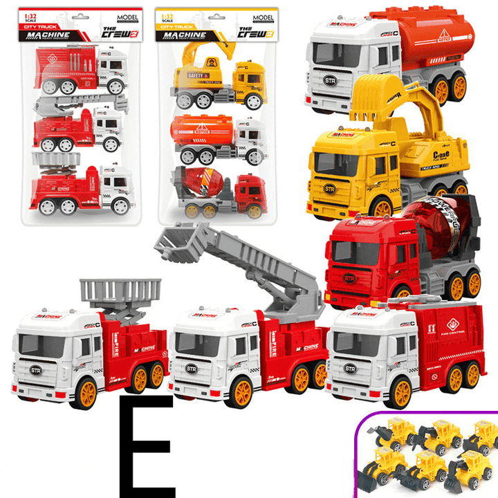 Children'S Car Toy Inertial Crane Excavator Truck Fire Truck Set