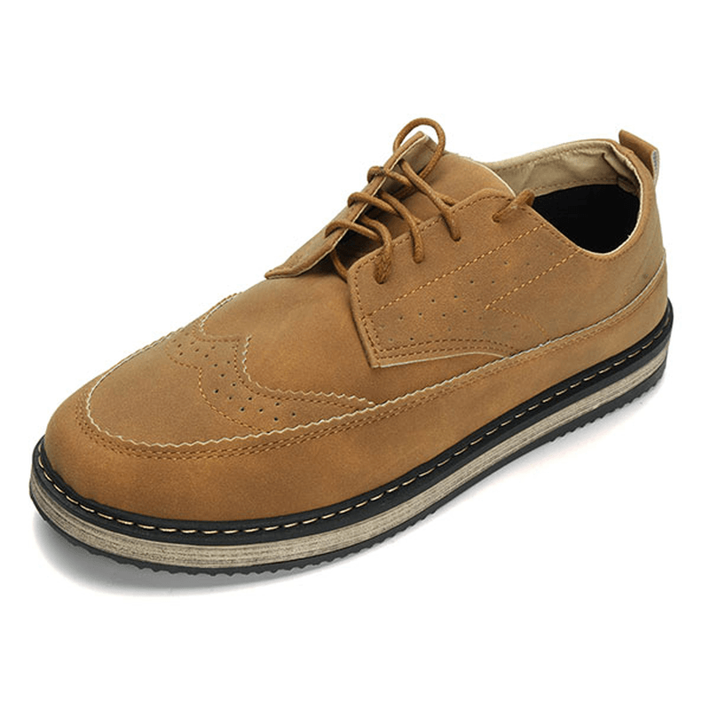 Men Casual Retro British Style Leather Brogue Oxfords Shoes