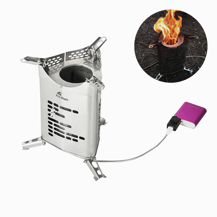 Fire-Maple USB Wood Stove with Blower Stainless Steel Burning Stoves Detachable Multipurpose Heating Stove for Camping Picnic Travel