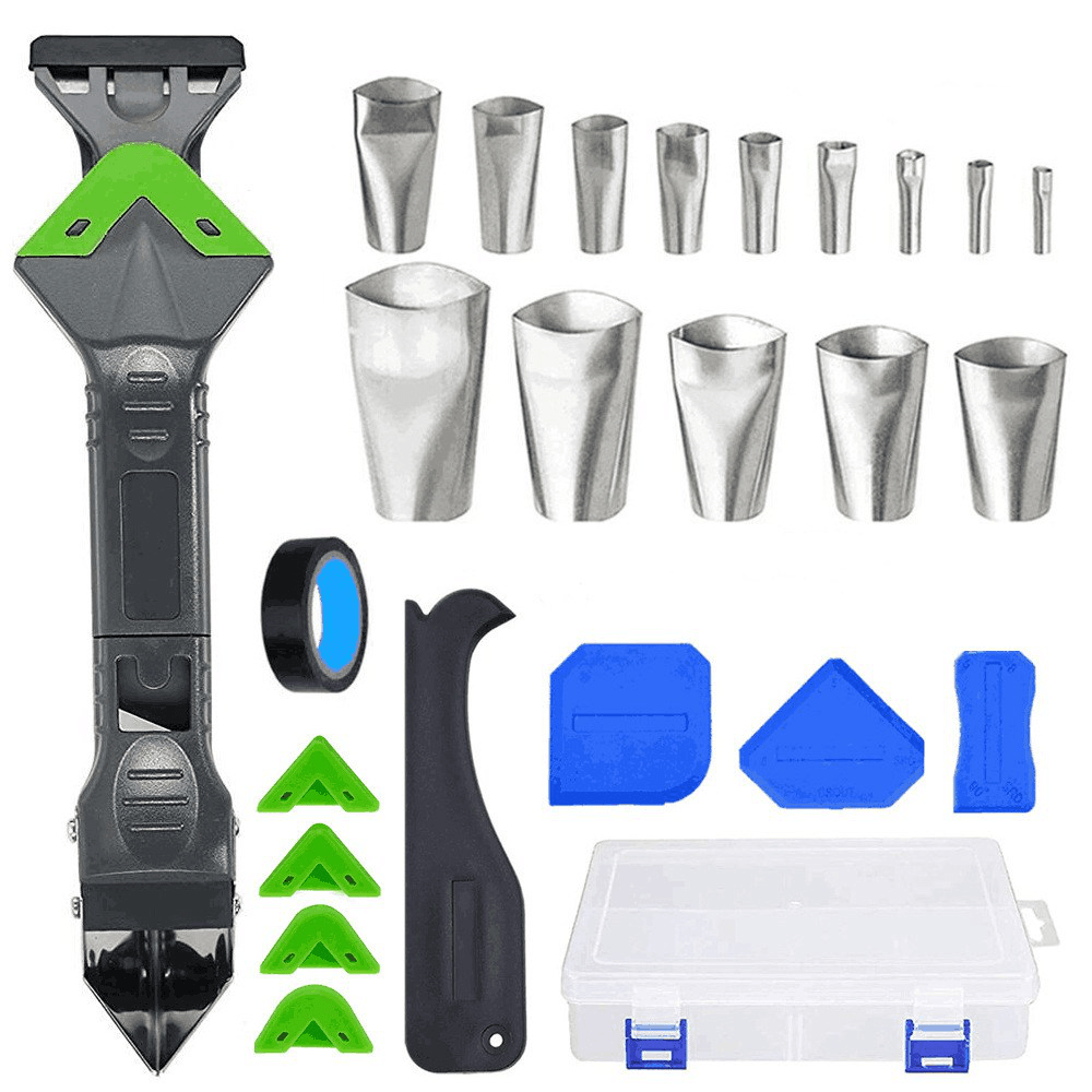 26Pcs Boxed 5-In-One Metal Head Scraper Filling Tool Stainless Steel Nozzle Scraper Angle Scraper