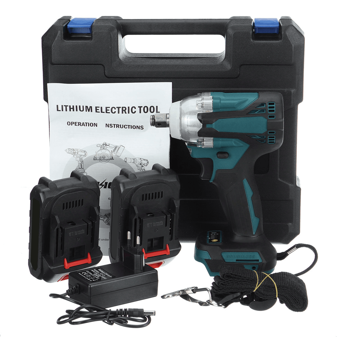 4 Speed Brushless Cordless Electric Impact Wrench with Battery 1200N.M Rechargeable 1/2Inch Torque Wrench Screwdriver Power Tools - MRSLM