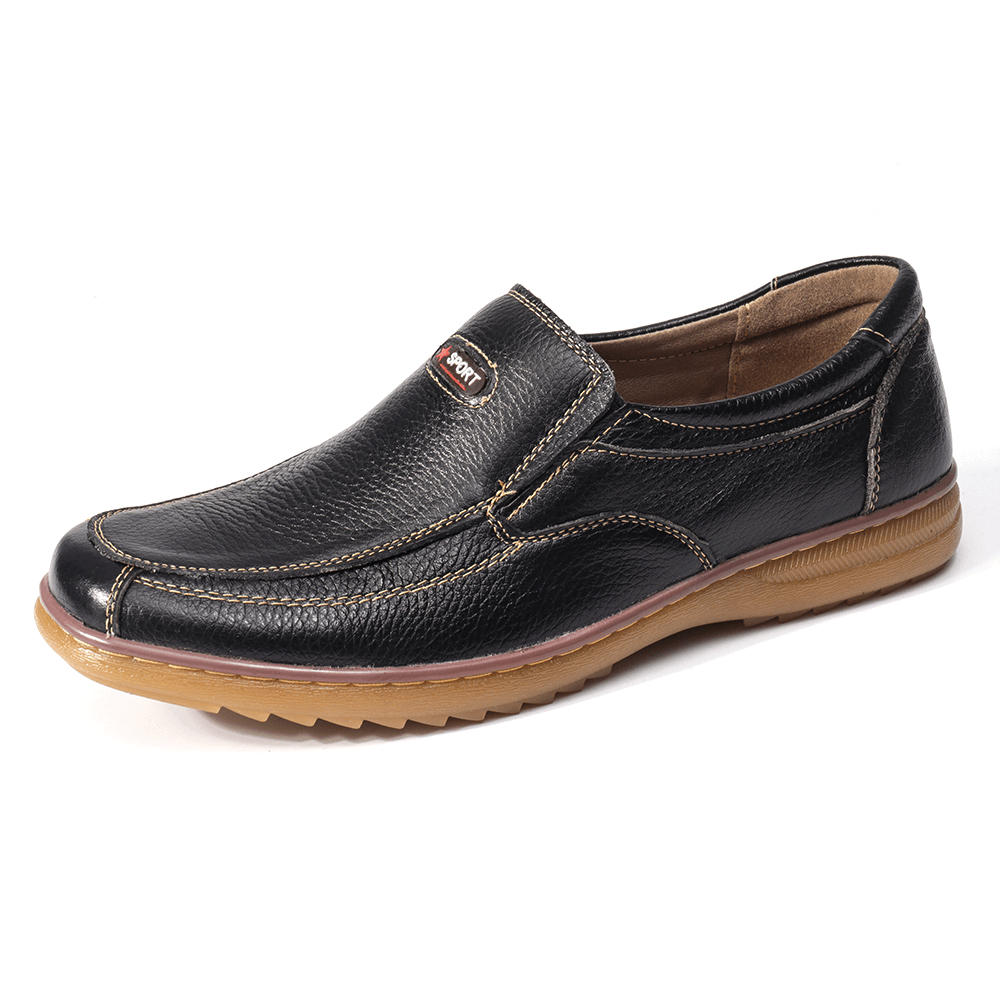 Menico Men Genuine Cow Leather Slip on Soft Sole Comfy Non Slip Casual Oxfords