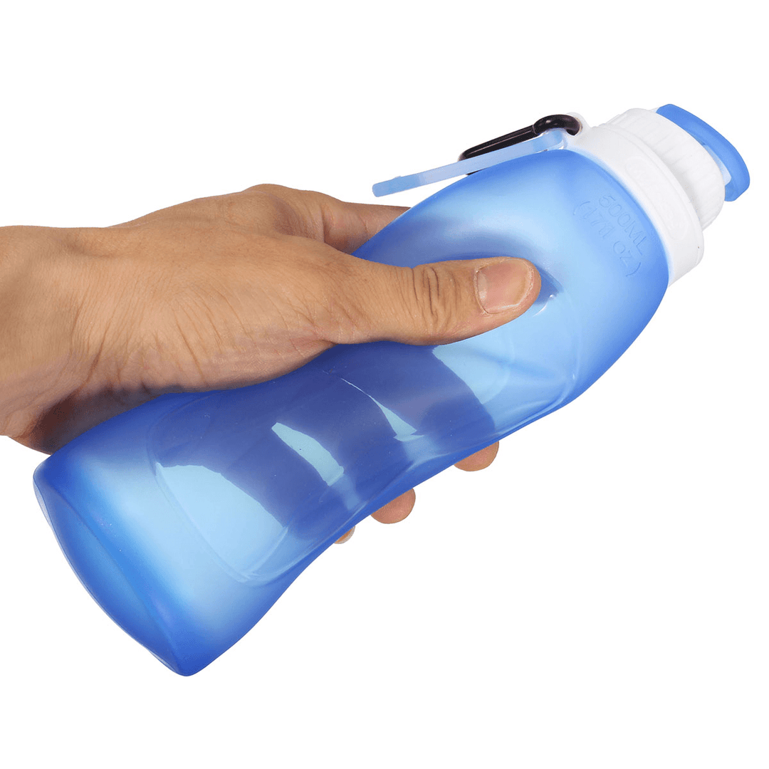 500ML Foldable Water Bottle Silicone BPA Free Kettle Drinking Bottle Outdoor Travel Running Hiking Cycling