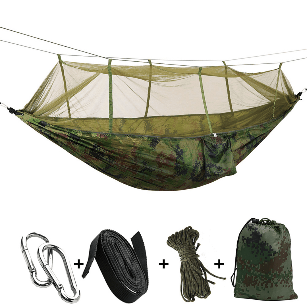 260X140Cm Outdoor Double Camping Hammock Hanging Swing Bed with Mosquito Net