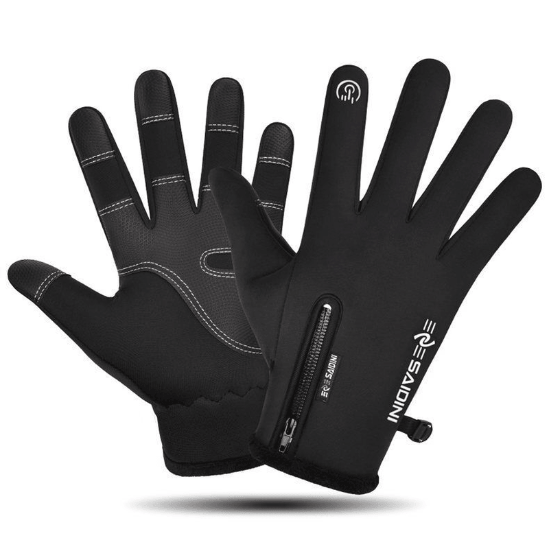 Men'S Autumn and Winter Gloves Touch Screen Zipper Waterproof Riding Outdoor