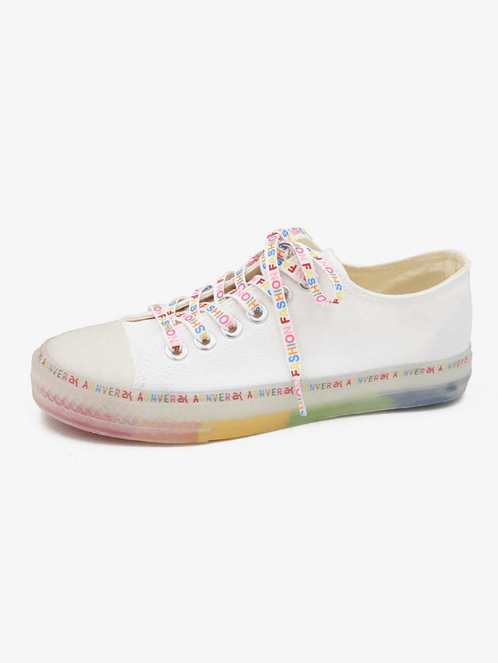 Women Canvas Low Top Rainbow Sole Casual Student Flats - MRSLM