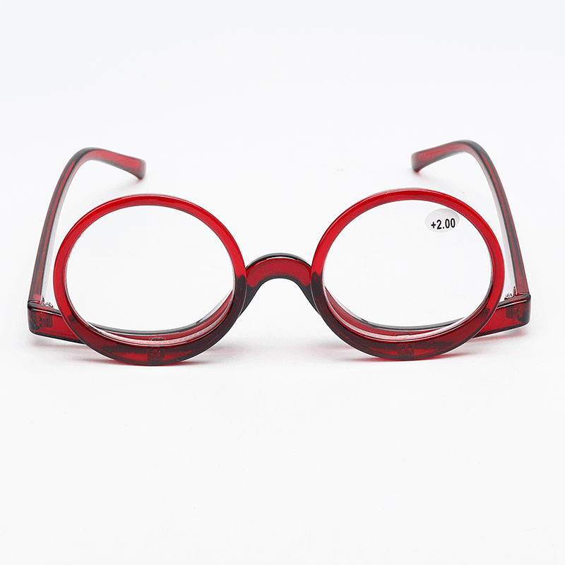 Unisex Flip-Up round Frame Reading Glasses Makeup Glasses