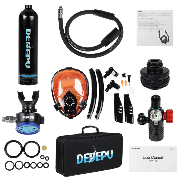 1L Diving Mini Scuba Cylinder Oxygen Tank Underwater Breath Equipment+Face Mask - MRSLM