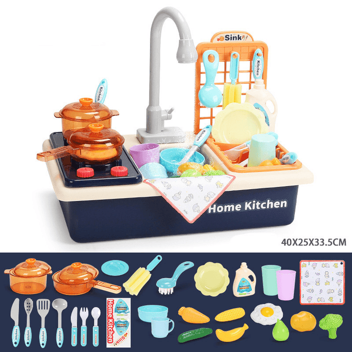 Children'S Kitchen Toy Set Simulation Dishwasher with Stove Circulating Water Sink