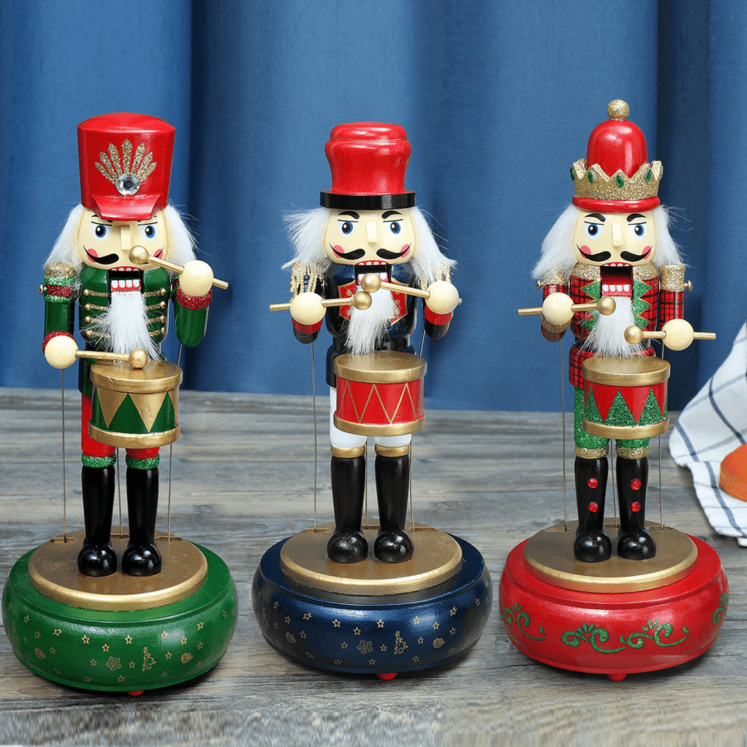 32CM Wooden Guard Nutcracker Soldier Toy Music Box Christmas Decorations Xmas Gift