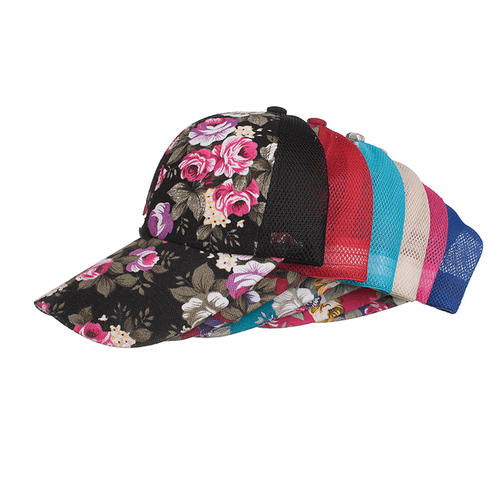 Women Summer Outdoor Print Breathable Mesh Baseball Cap Casual Adjustable Visor Hat