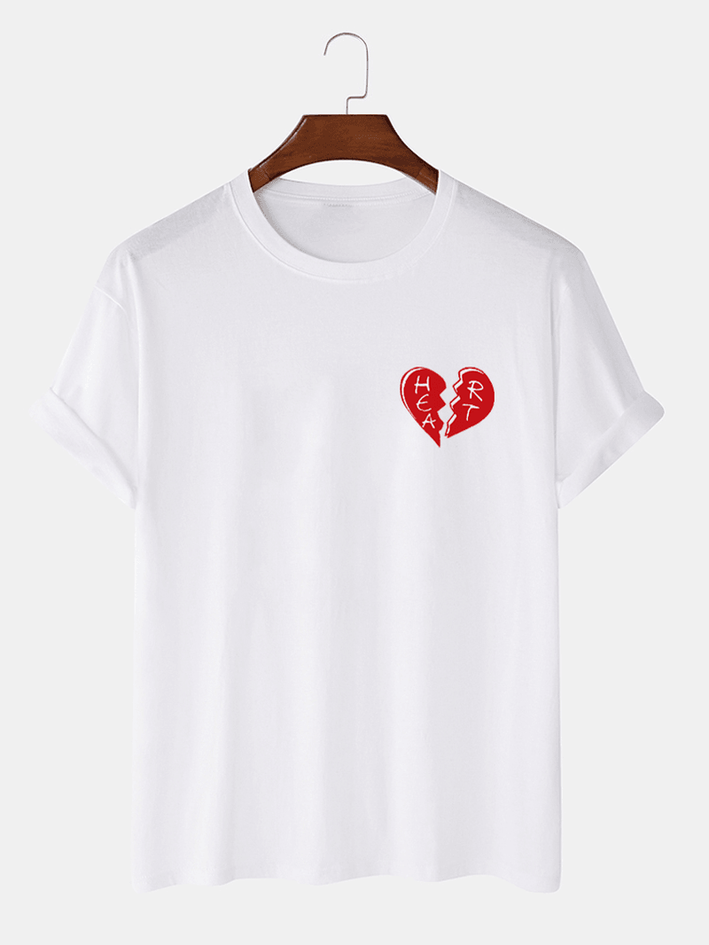 Mens 100% Cotton Heart Broken Casual T-Shirts