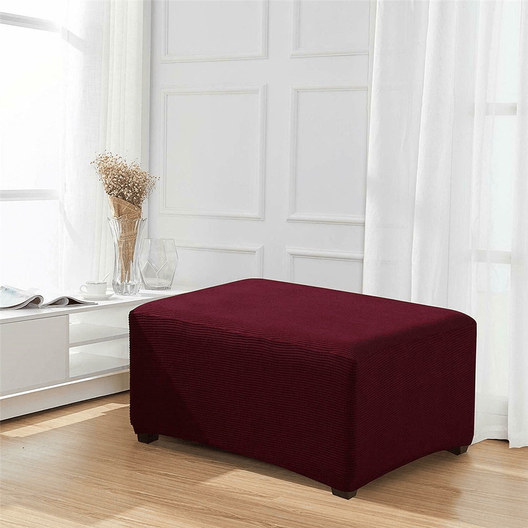 Stretchy Fabric Footstool Cover Square Ottoman Protector Stretch Slipcover for Home Sofa