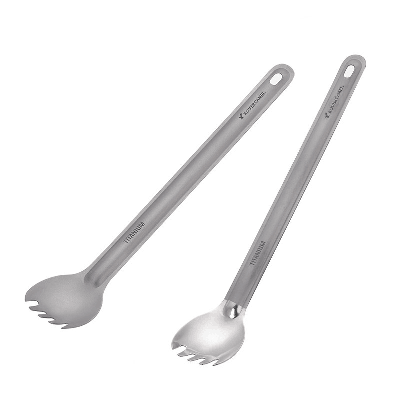 Ipree¬Æ Ta8121F Titanium Long Handle Fork Spoon Camping Picnic Tableware