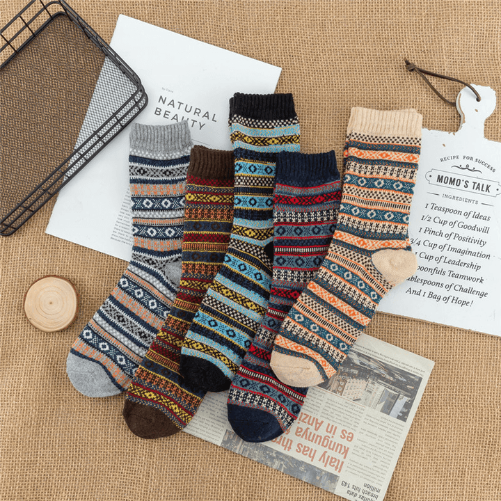 Men'S Thickened Ethnic Style Checkered Socks