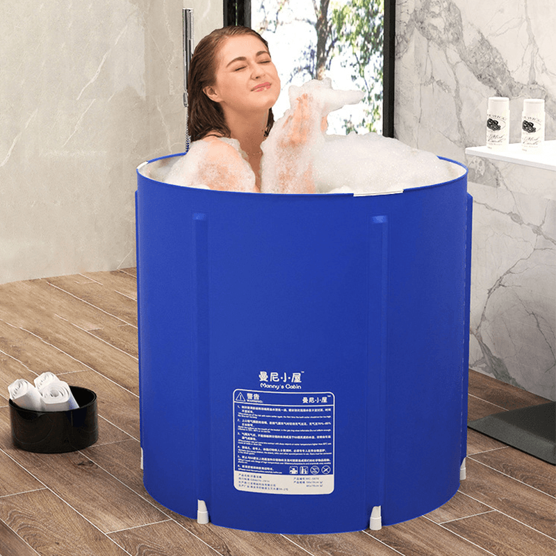 Bathtub Folding Portable PVC Water Spa Tub Bath Bucket Outdoor 70X65Cm