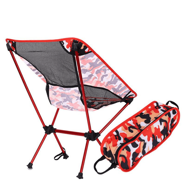 Folding Chair Camouflage Oxford Fabric Chair Ultra-Light Portable Leisure Chair Moon Chair Outdoor Fishing Camping Barbecue Picnic Beach Load 150Kg