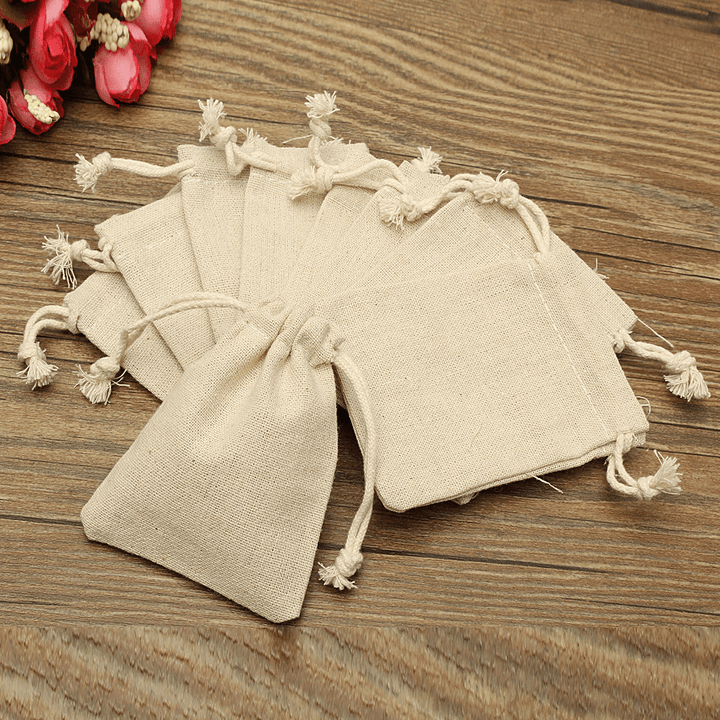 30Pcs Natural Linen Pouch Burlap Jute Sack Jewelry Pouch Drawstring Gift Bags 8X10Cm