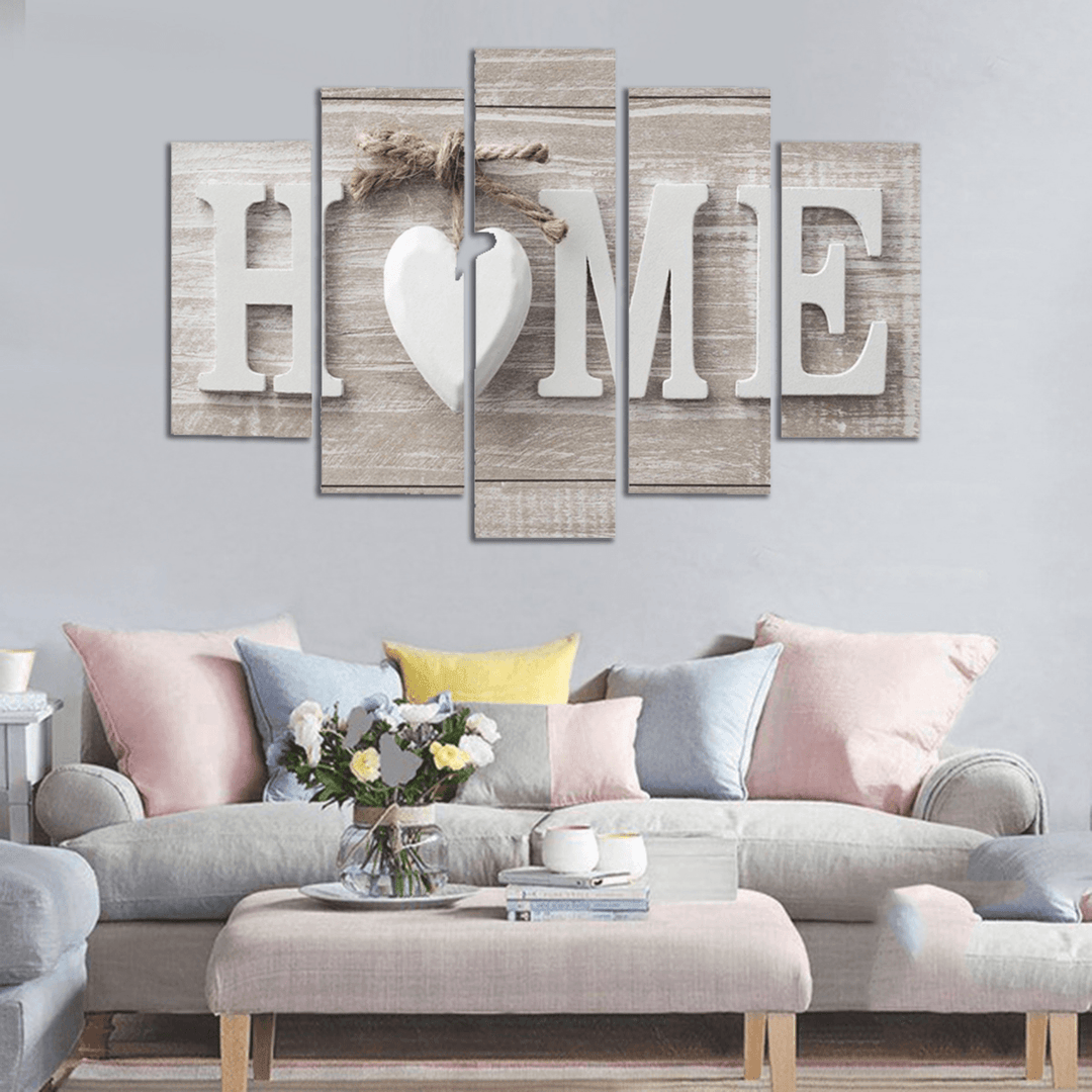 5 Panels Love HOME Wall Art Print Pictures Canvas Wall Art Prints Unframed for Home Decorations