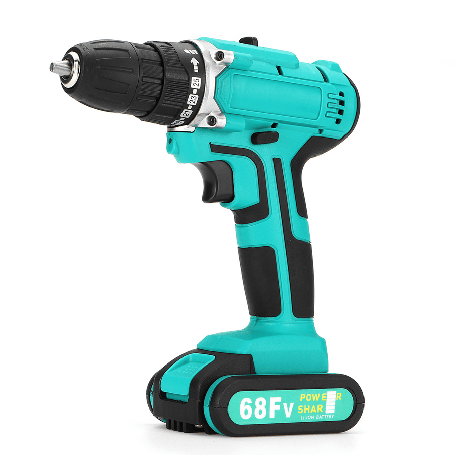 68FV Household Lithium Electric Screwdriver 2 Speed Impact Power Drills Rechargeable Drill Driver W/ 1 Li-Ion Batteries - MRSLM