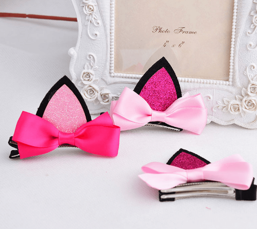 2 Pieces = 1 Pair Children Girls Hair Accessories Clip Children Hairpins Barrettes Bow Flower Cat Ears Hairpin