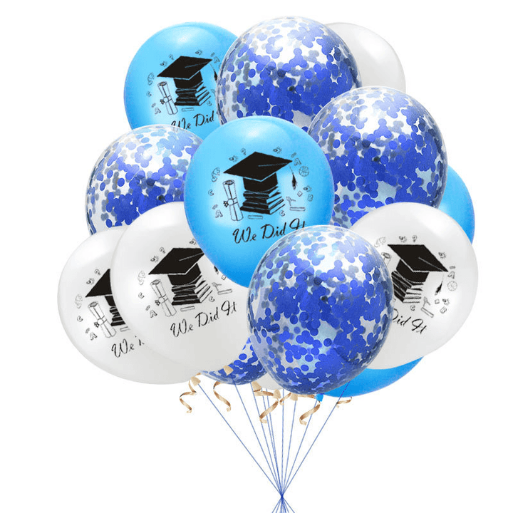 10Pcs Graduation Balloons Gold Silver Black Latex Balloon