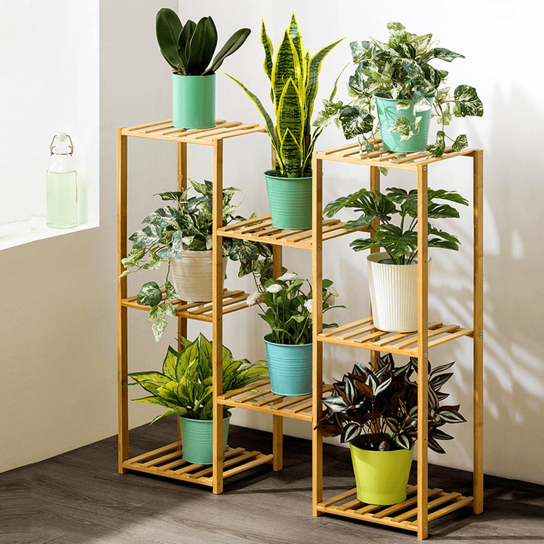 Multi-Layer Plant Shelve Floor-Standing Potted Plant Rack Thicken Batten Breathable Material for Garden Sets