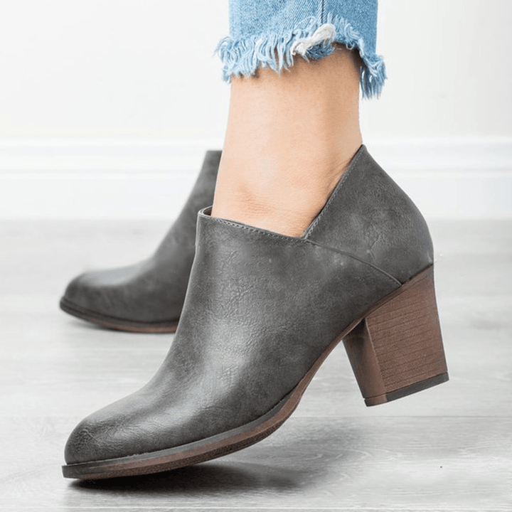 Clog High Chunky Heel Short Boots