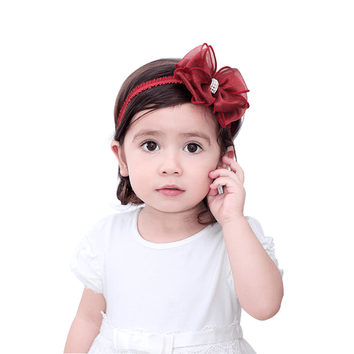 In the Autumn of 2021 New Bow Yarn Juan Baby Headdress with Children. Pearl Baby Princess Headband Winter