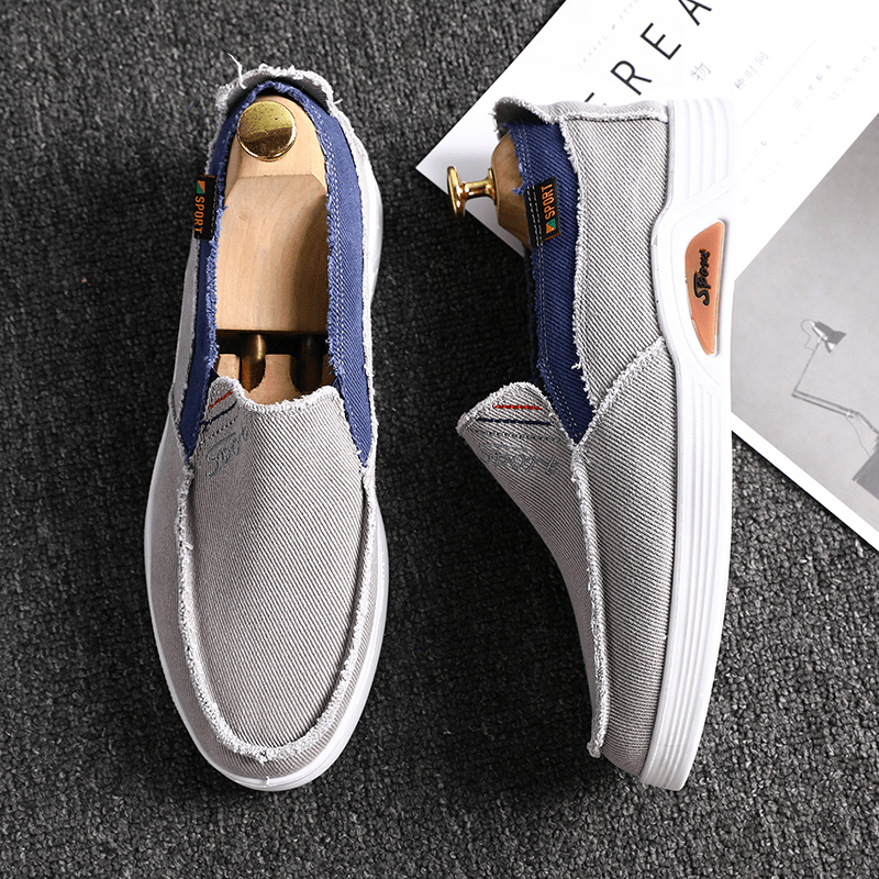 Men Canvas Breathable Soft Sole Comfy Non Slip Brief Court Casual Walking Shoes