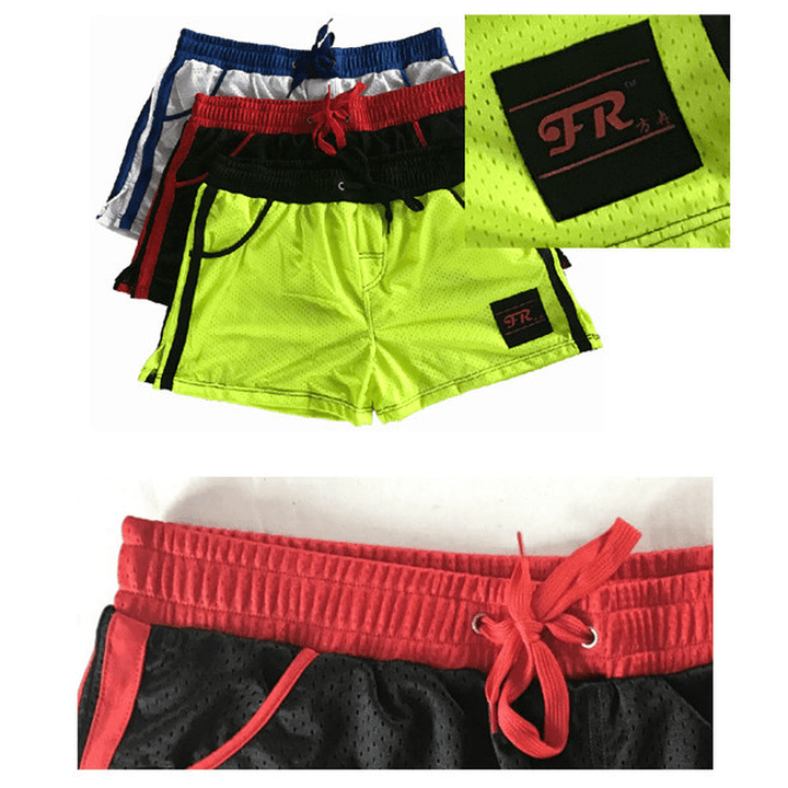 Mens Mesh Underwear Shorts Leisure Fashion Running Fitness Elastic Waist Drawstring Sports Shorts