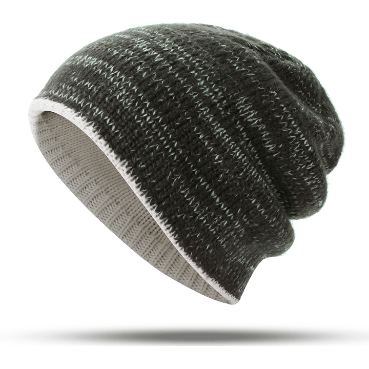 Double-Sided Wearing Double-Layer Knit Hat Beanie Cap - MRSLM