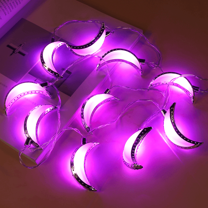 10Pcs LED Deluxe Ramadan Night Lights Eid String Light Moon Decorations - MRSLM