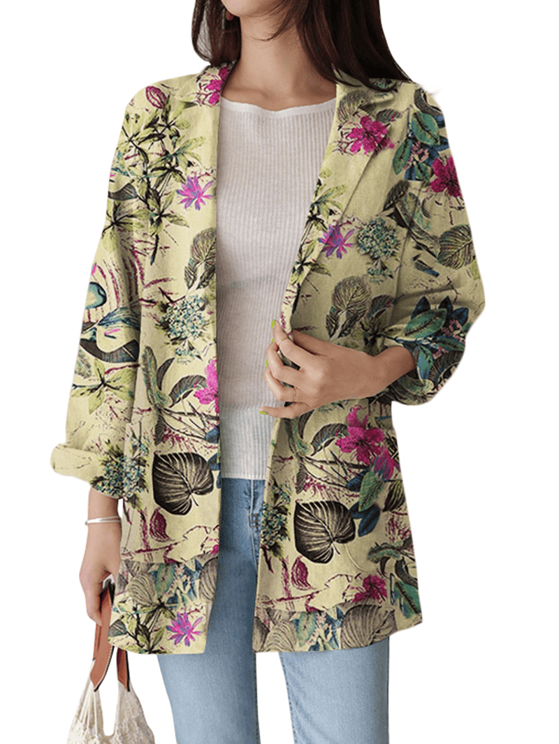 Women Full Sleeve Casual Loose Floral Printing Leisure Workwear Suit - MRSLM